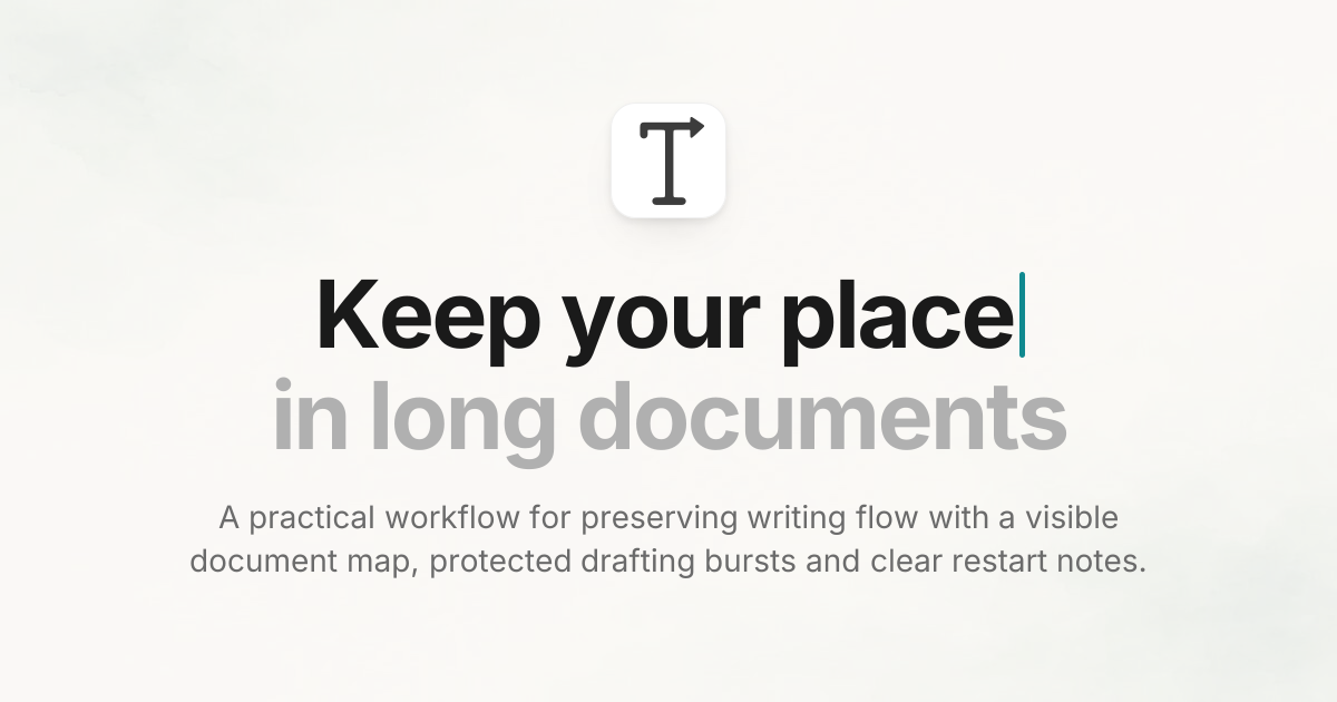Keep your place in long documents