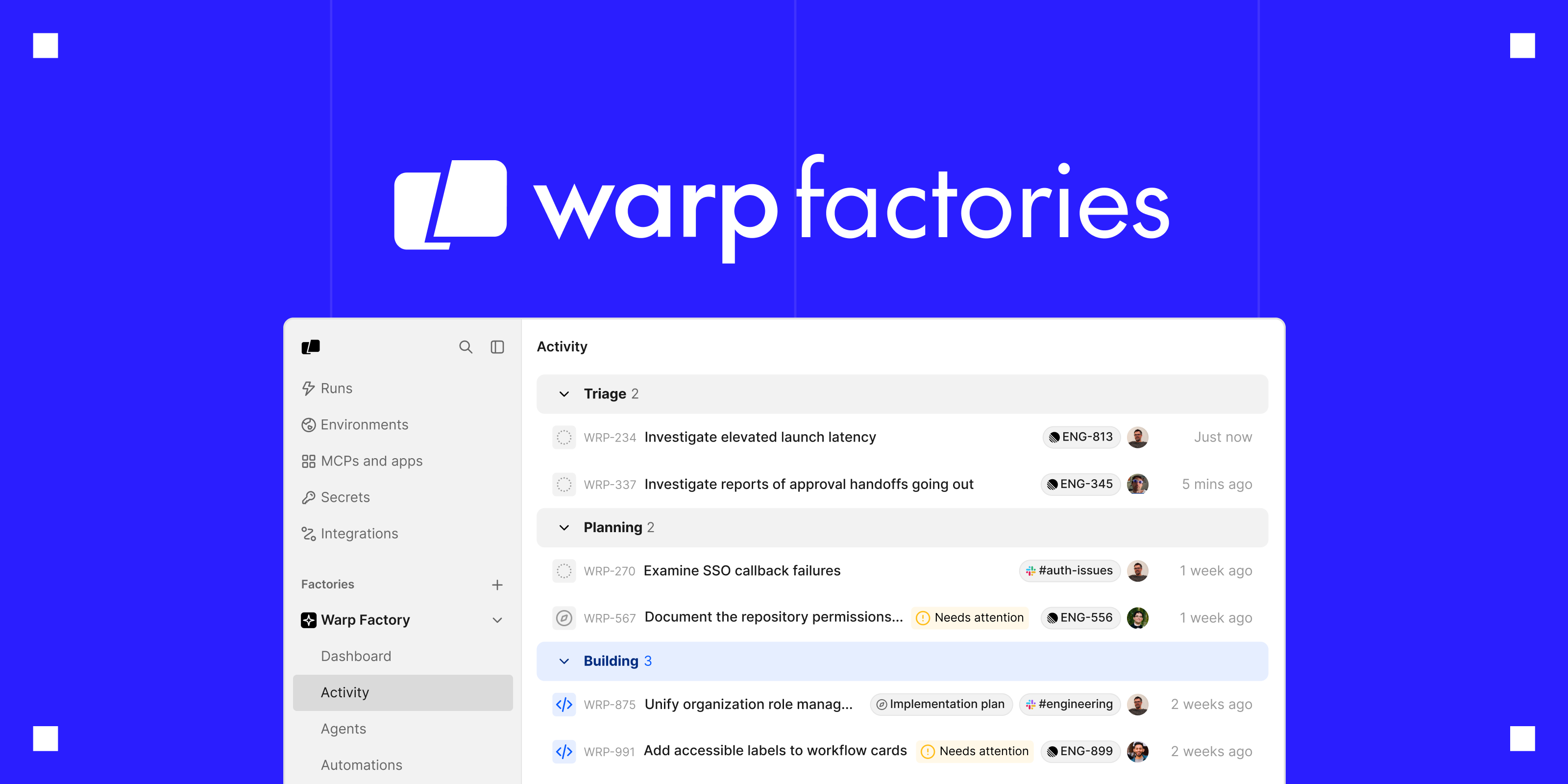 Introducing Warp Factories - open, flexible infrastructure for building your software factory