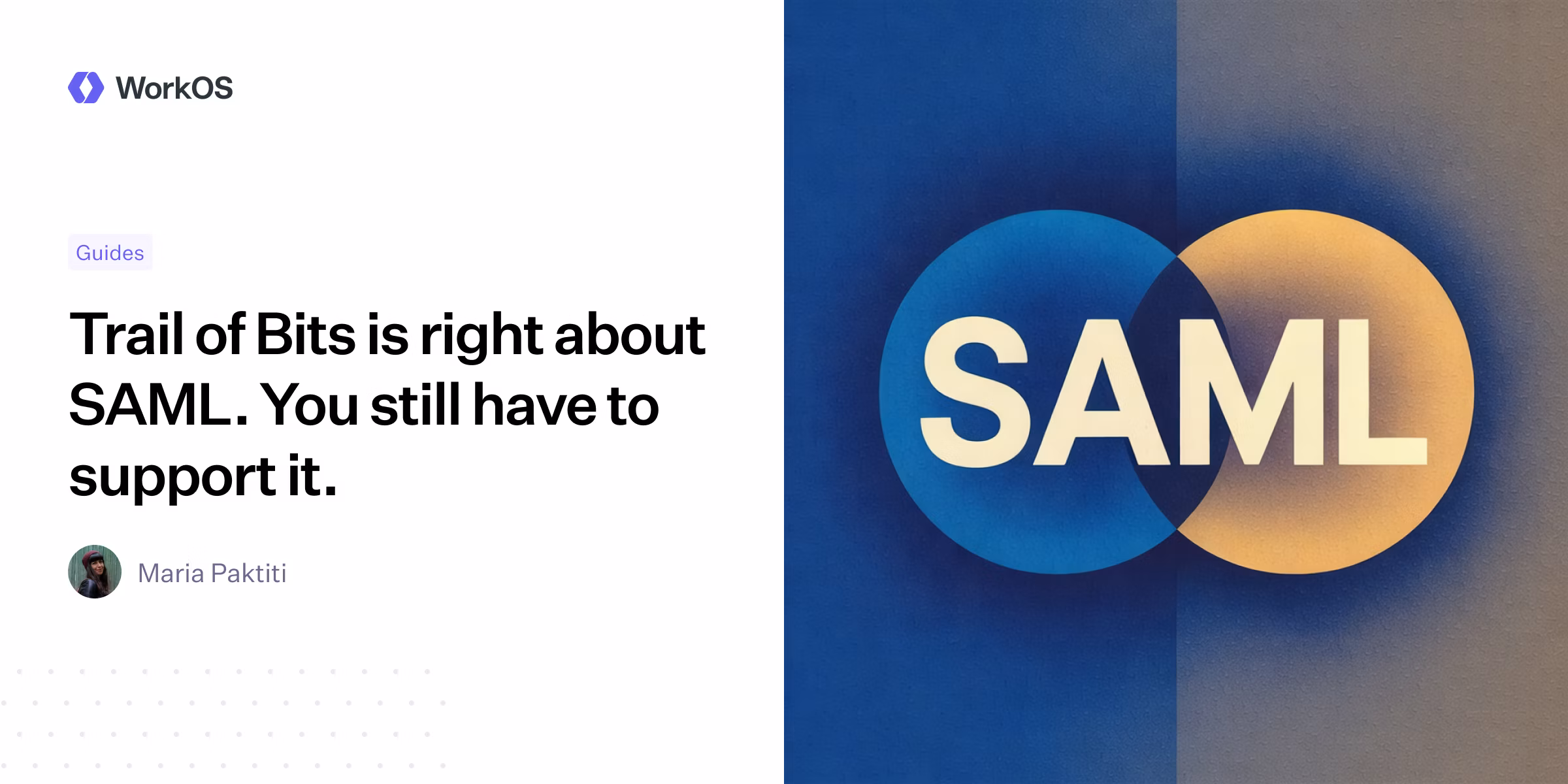Trail of Bits is right about SAML. You still have to support it.