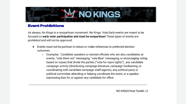No Kings Activists Push 3,000 Vote-Blue Events, Defying Nonpartisan Rules