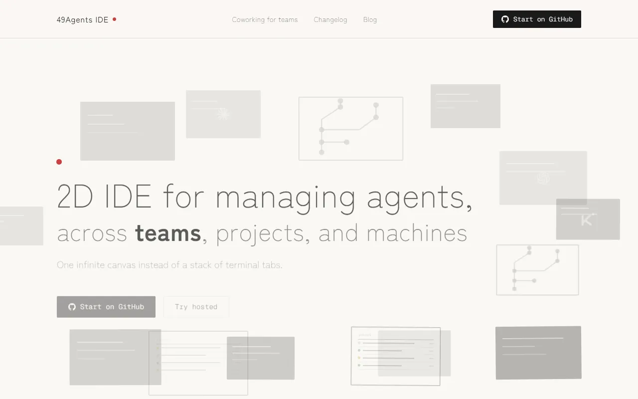 49agents IDE website screenshot