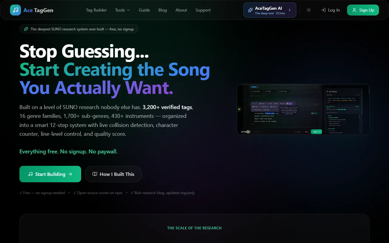AceTagGen website screenshot