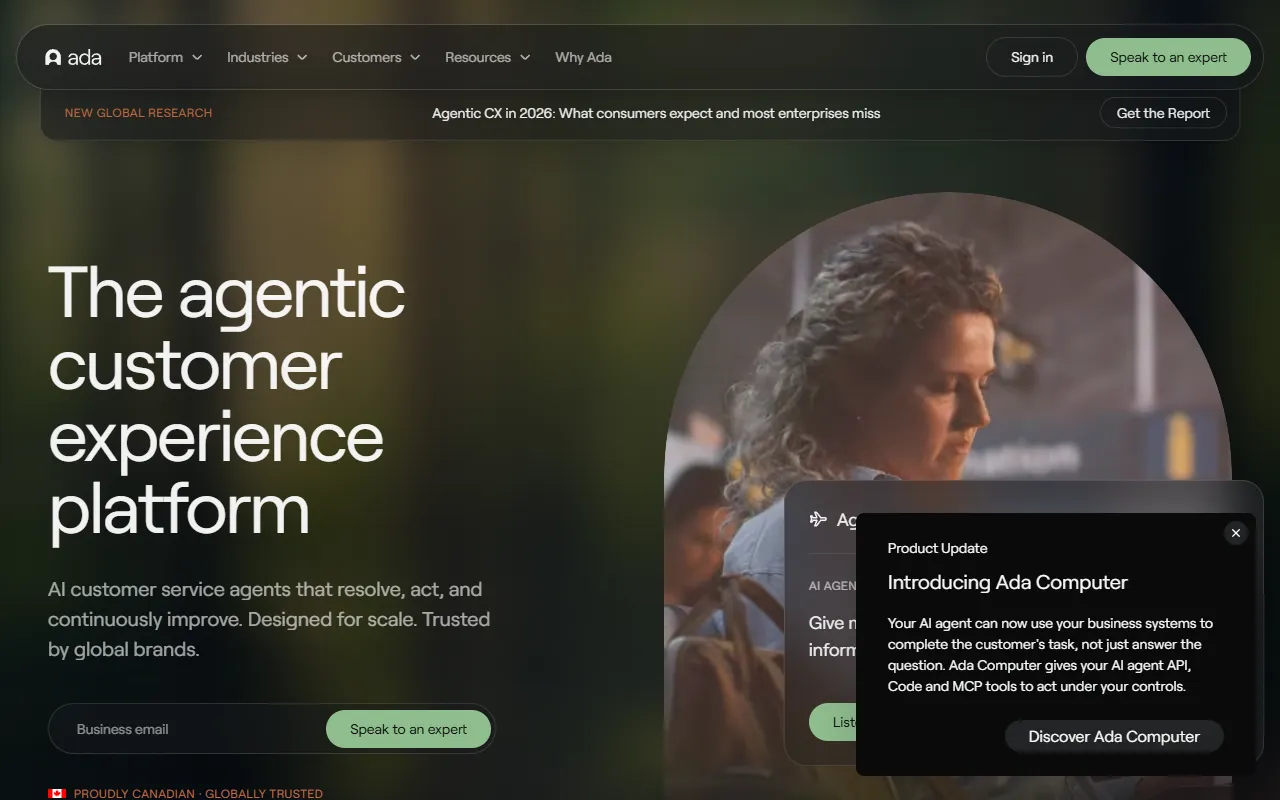 Ada website screenshot