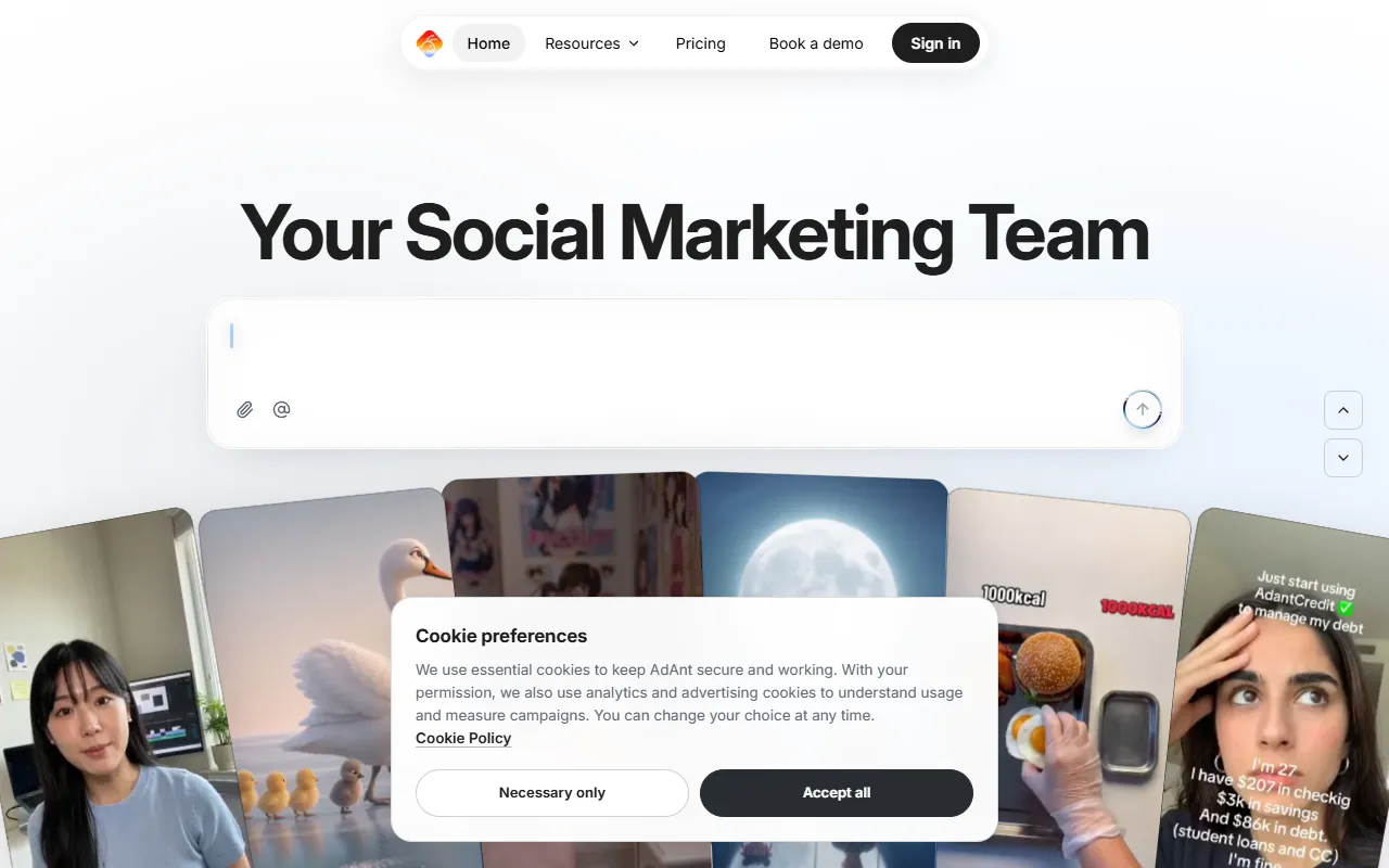 AdAnt AI website screenshot
