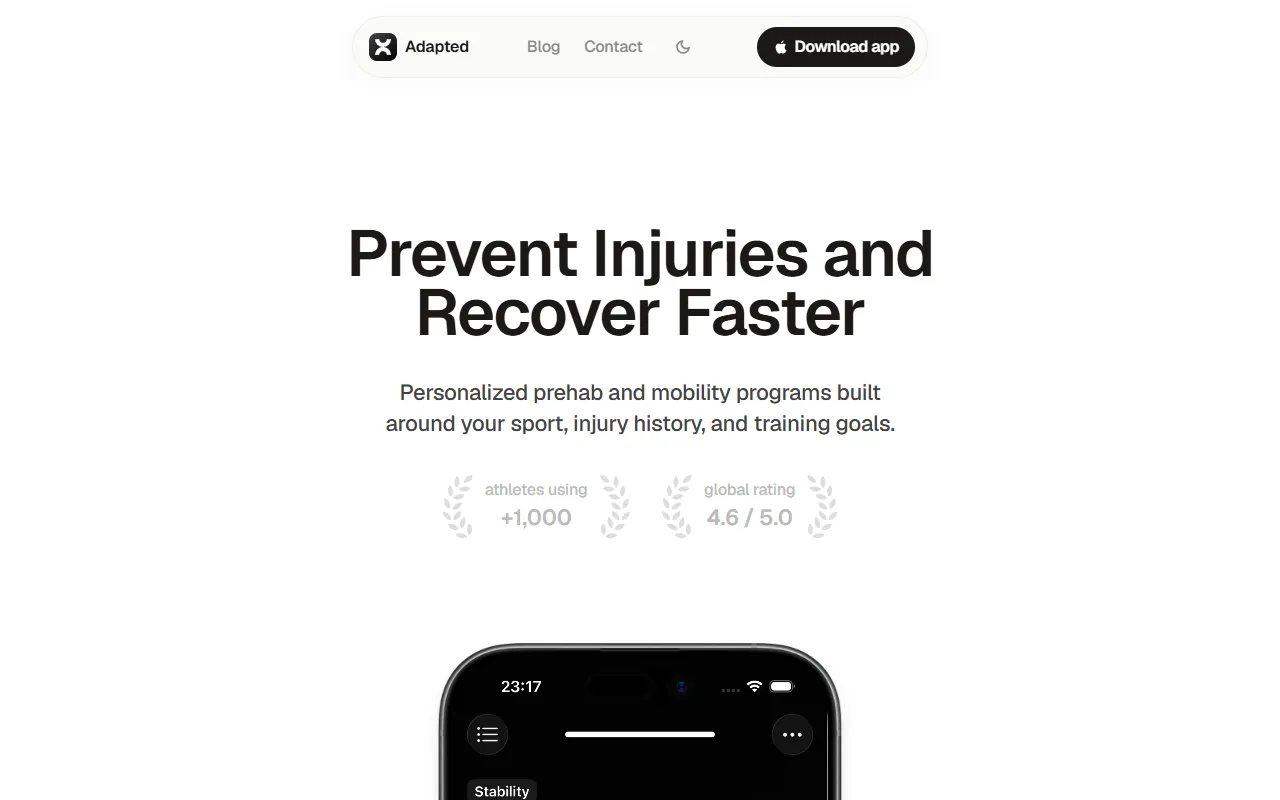 Adapted website screenshot