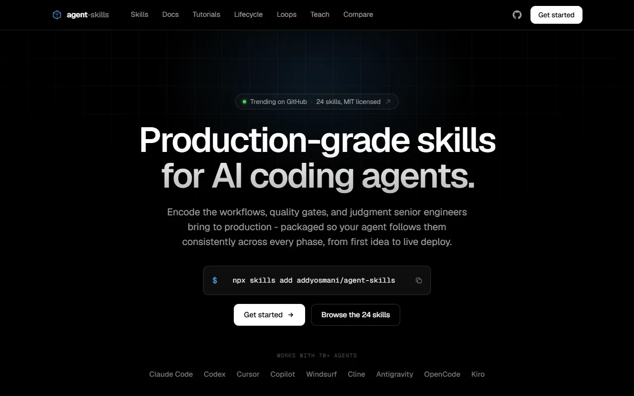 addyosmani/agent-skills website screenshot