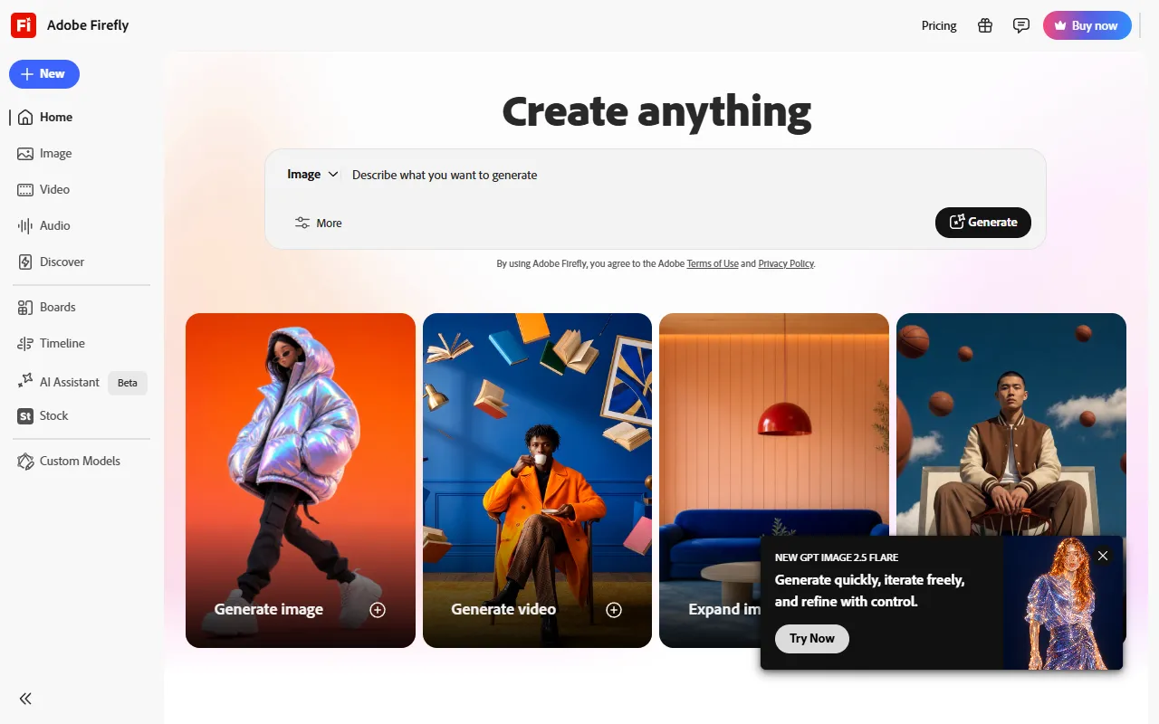Adobe Firefly website screenshot
