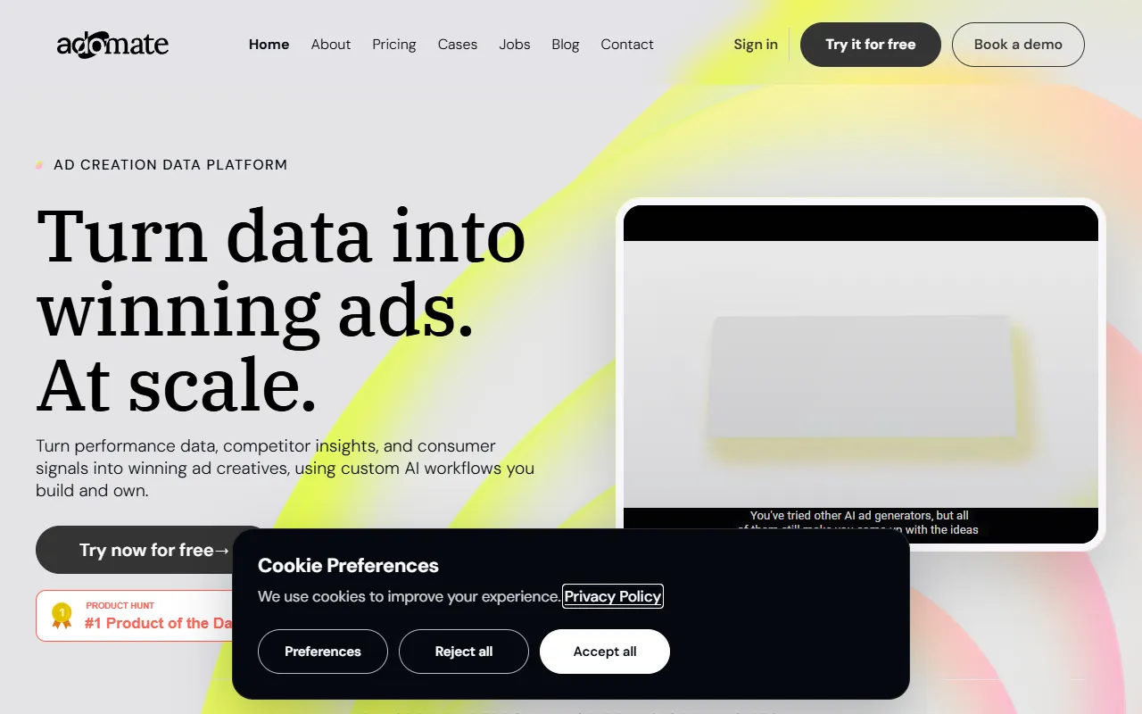 Adomate website screenshot
