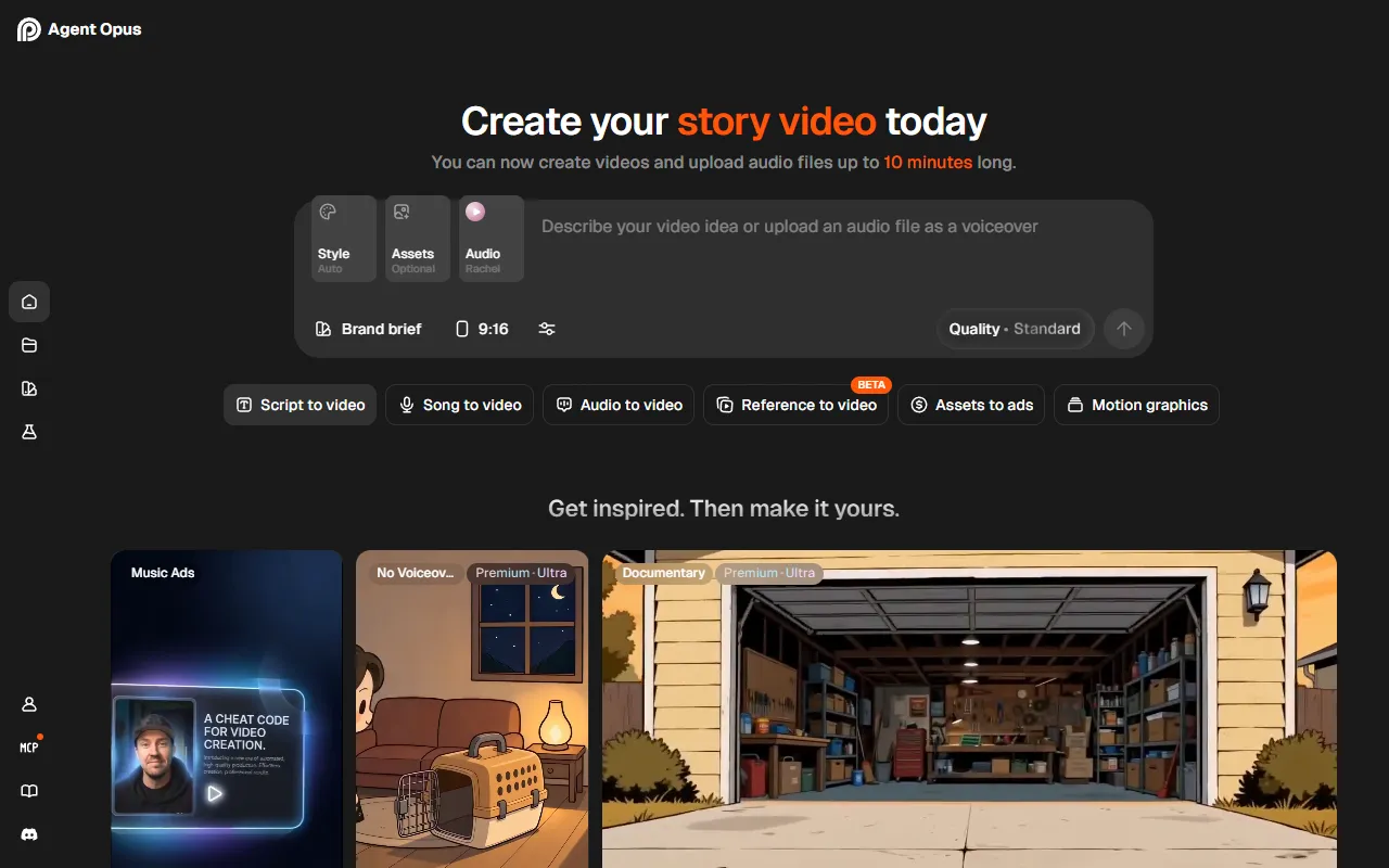 Agent Opus website screenshot