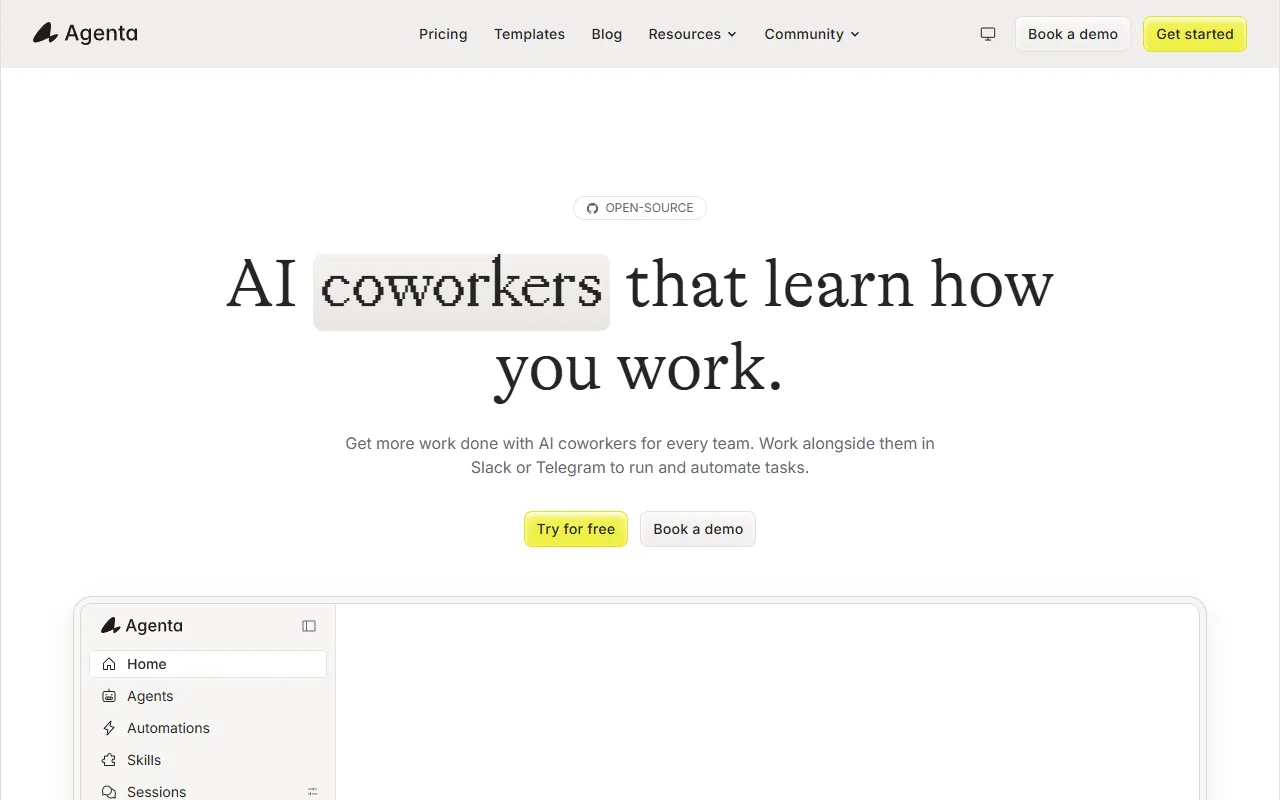 Agenta website screenshot