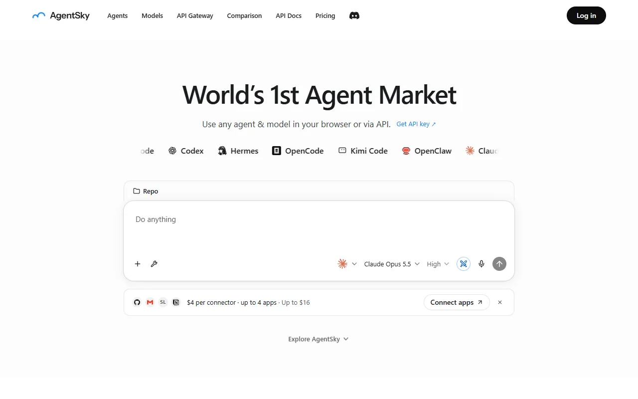 AgentSky website screenshot