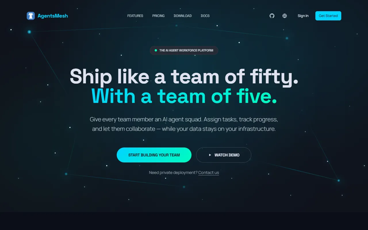 AgentsMesh website screenshot
