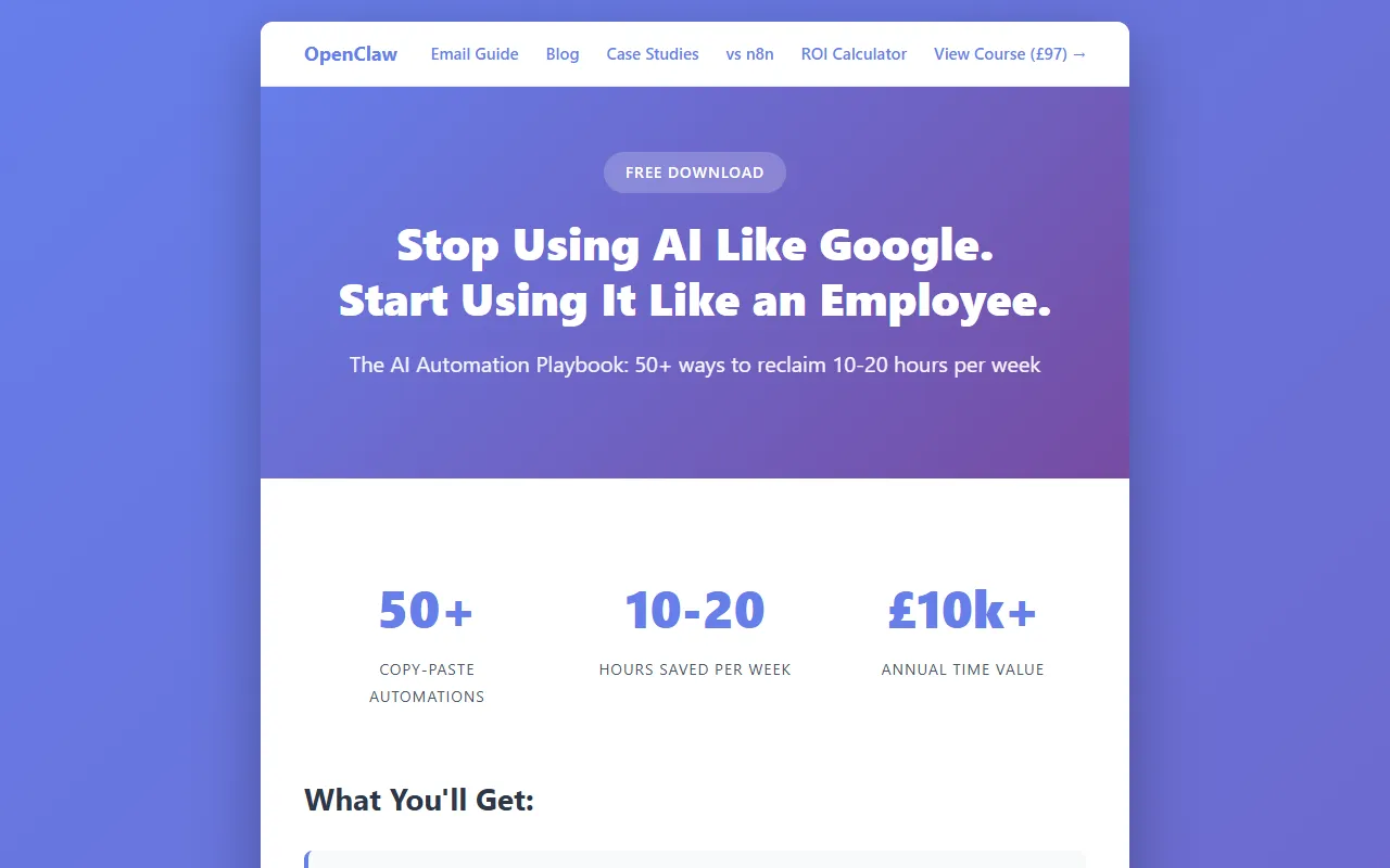 AI Assistant for SMBs website screenshot