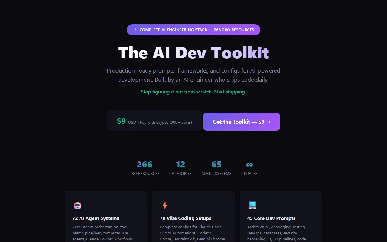 AI Dev Toolkit website screenshot