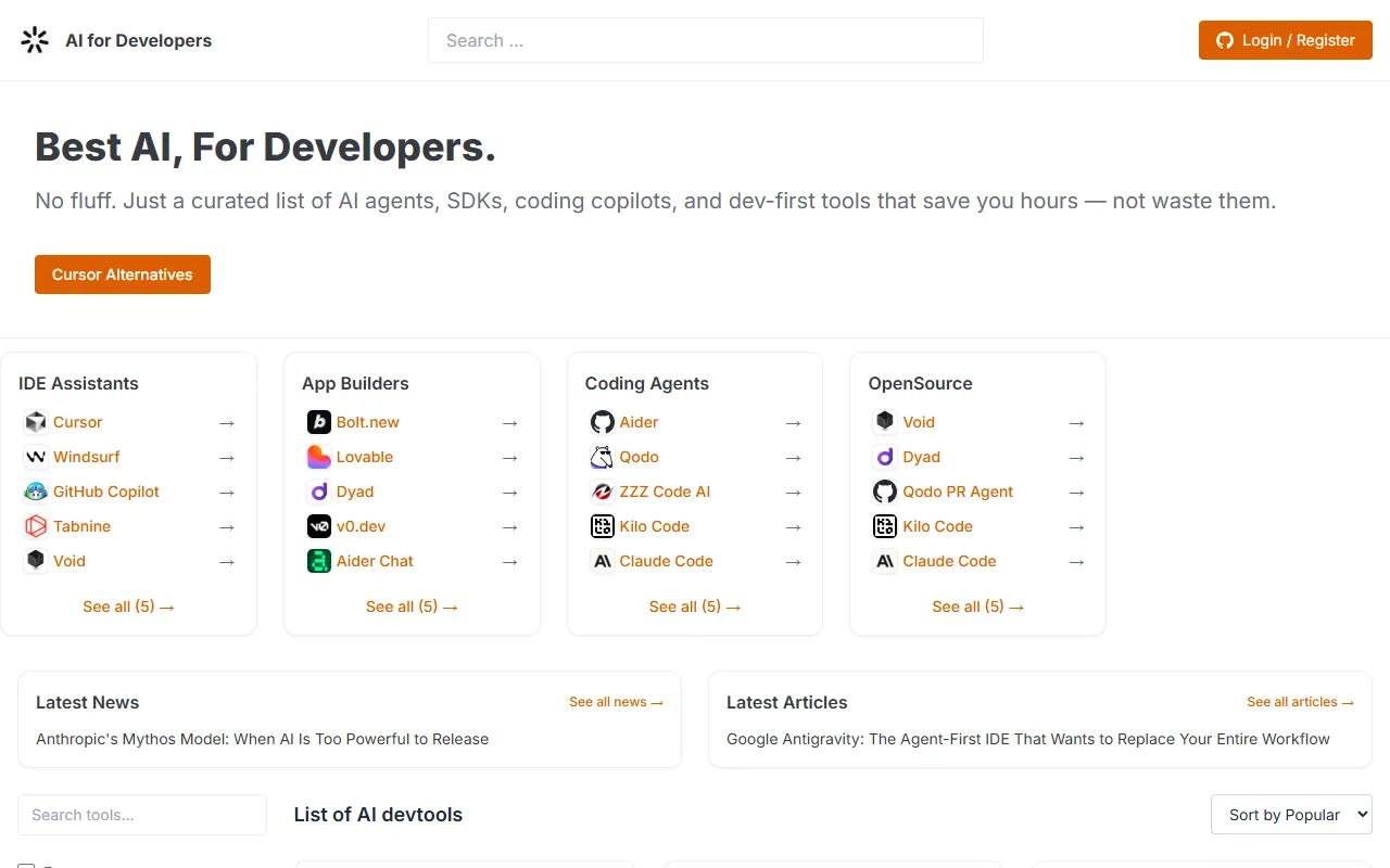 AI For Developers website screenshot
