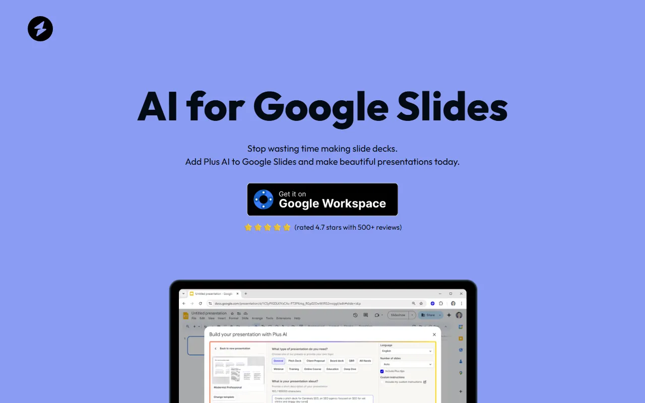 AI for Google Slides website screenshot