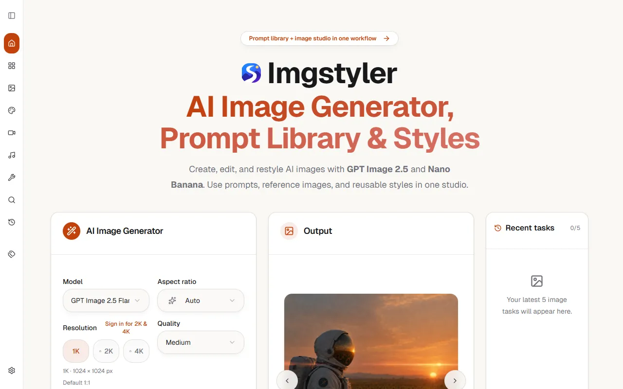 AI Image Generator website screenshot