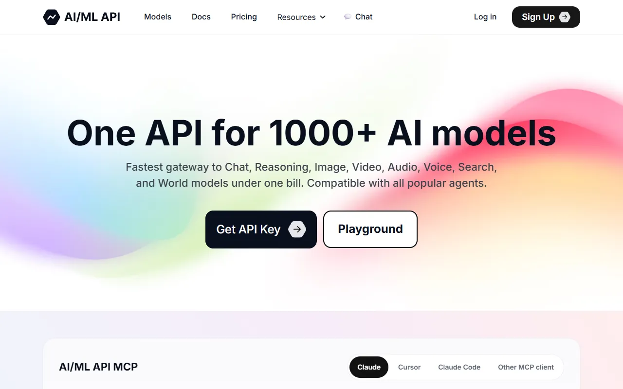 AI/ML API website screenshot