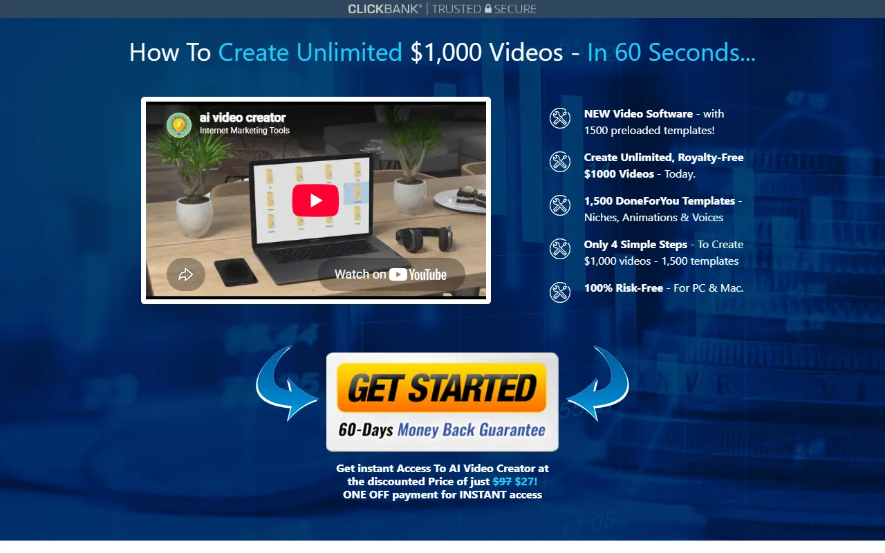 AI Video Creator website screenshot