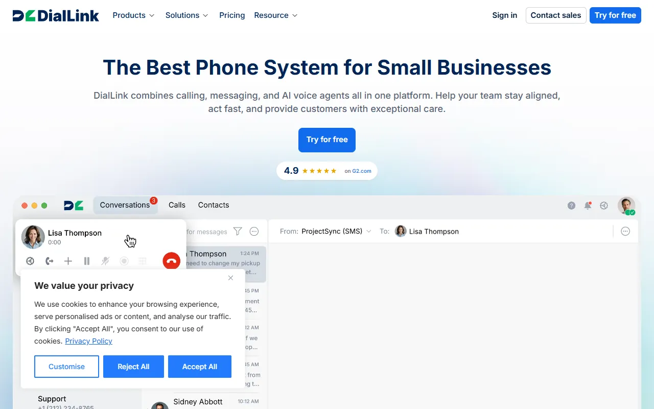 AI Voice Agents website screenshot