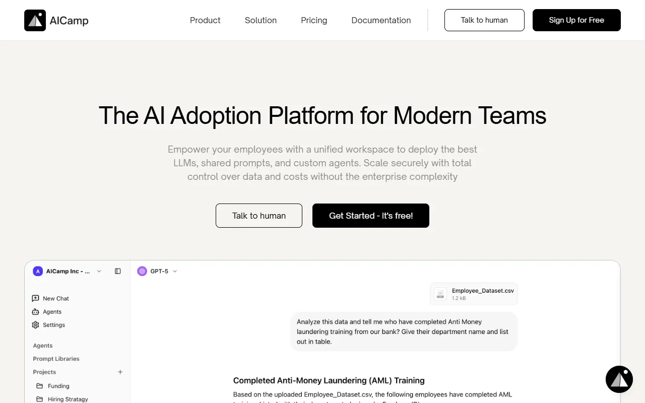 AICamp website screenshot