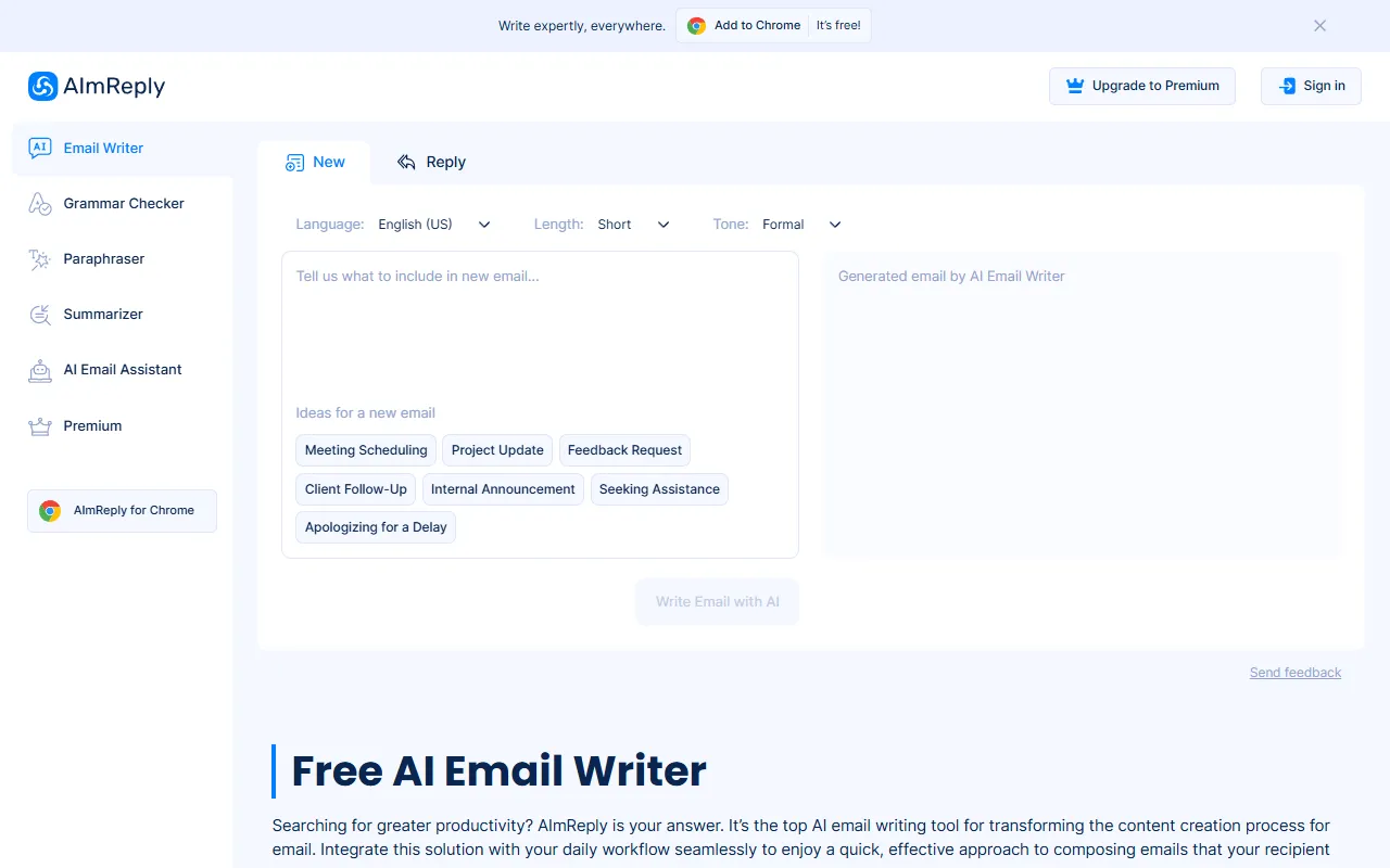 AimReply website screenshot