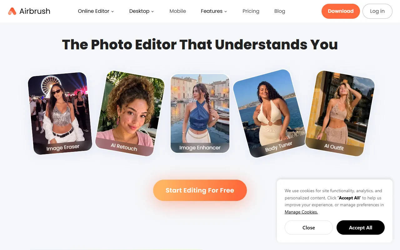 Airbrush Image Enhancer website screenshot