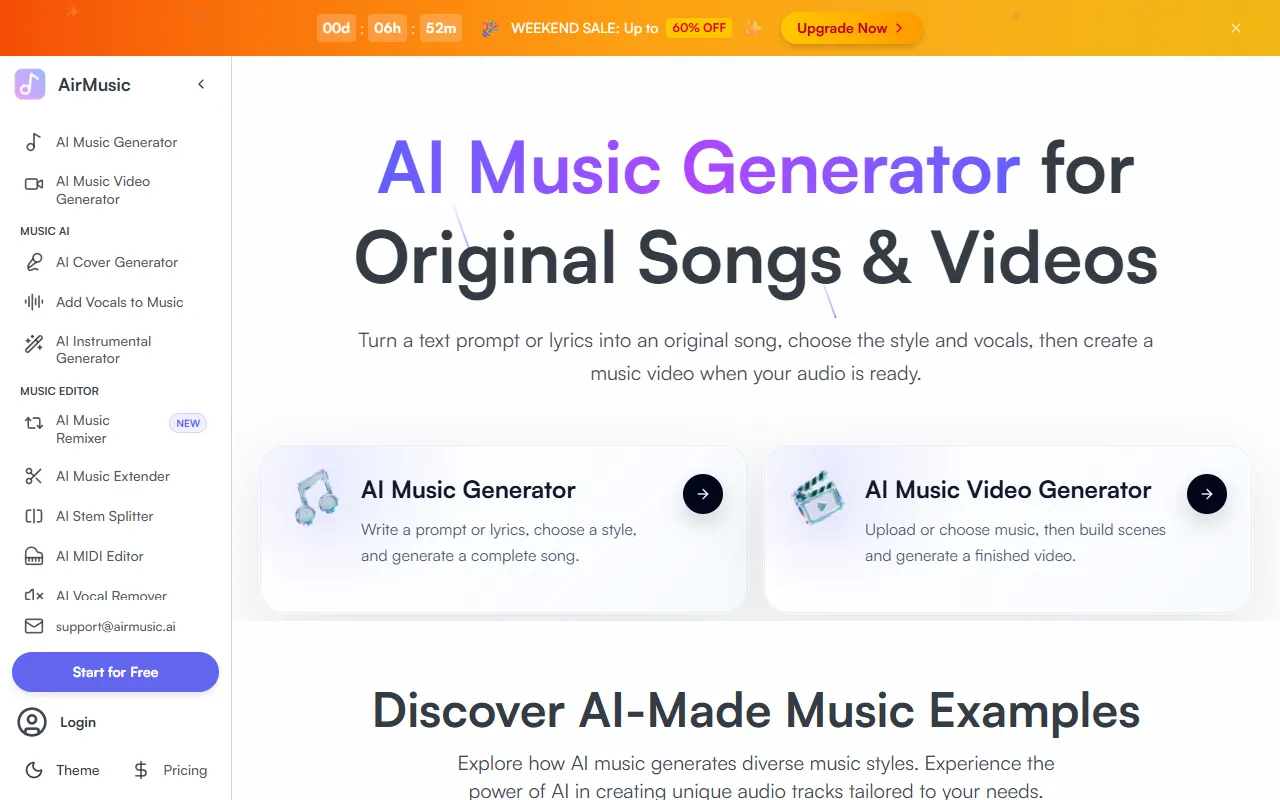 AirMusic website screenshot