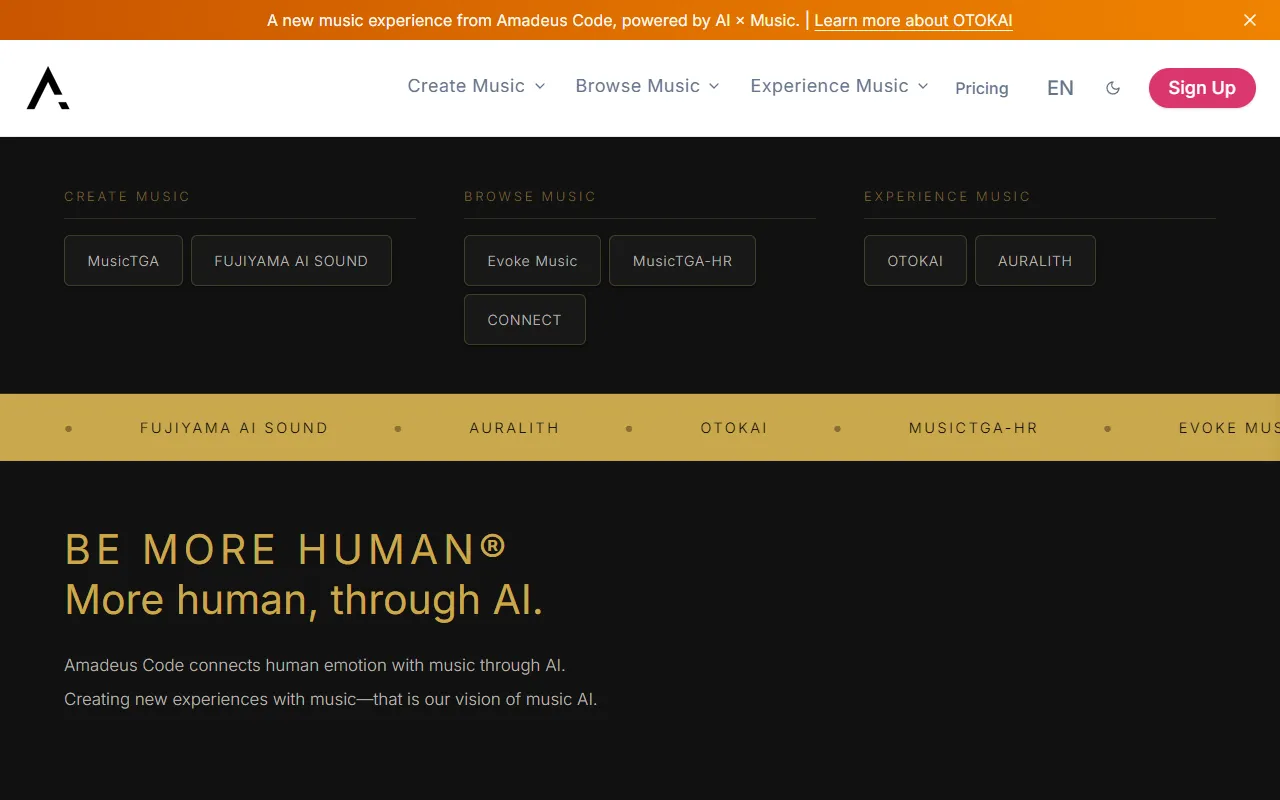 Amadeus Code website screenshot