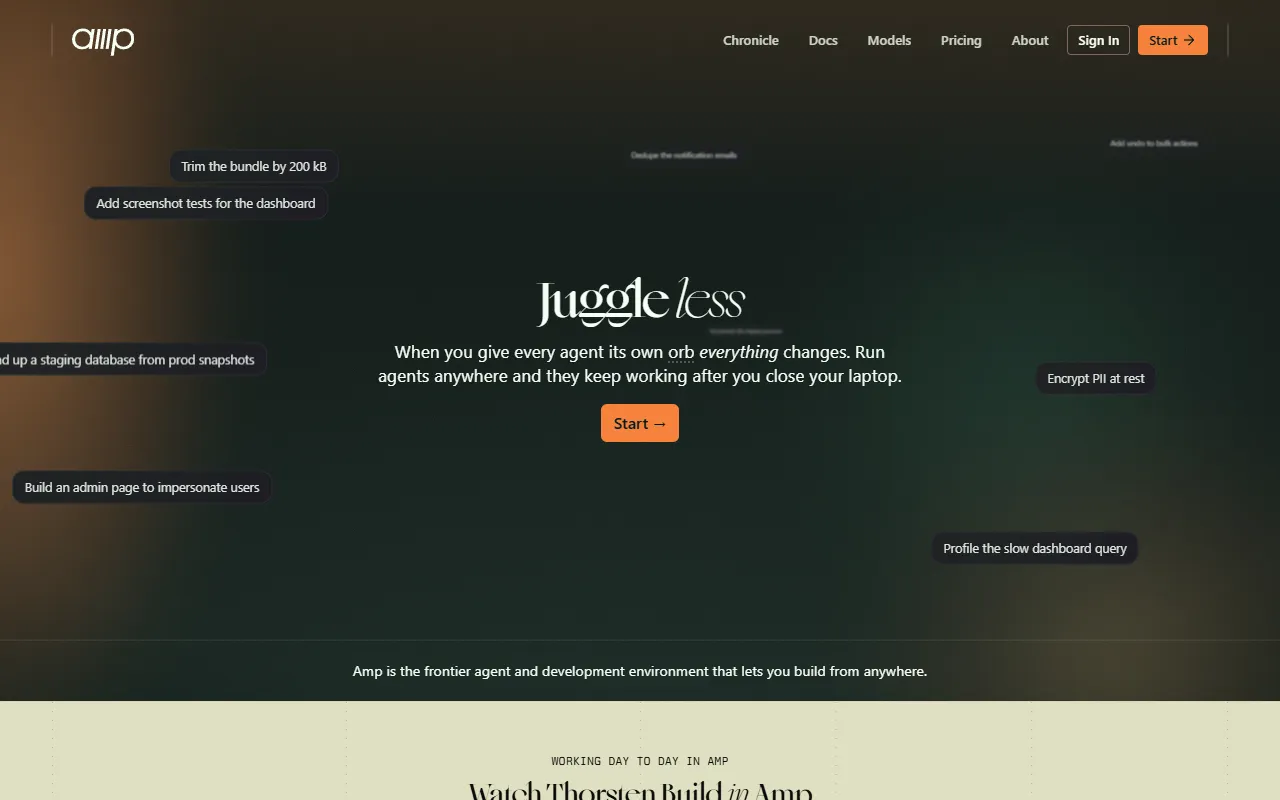 Amp website screenshot