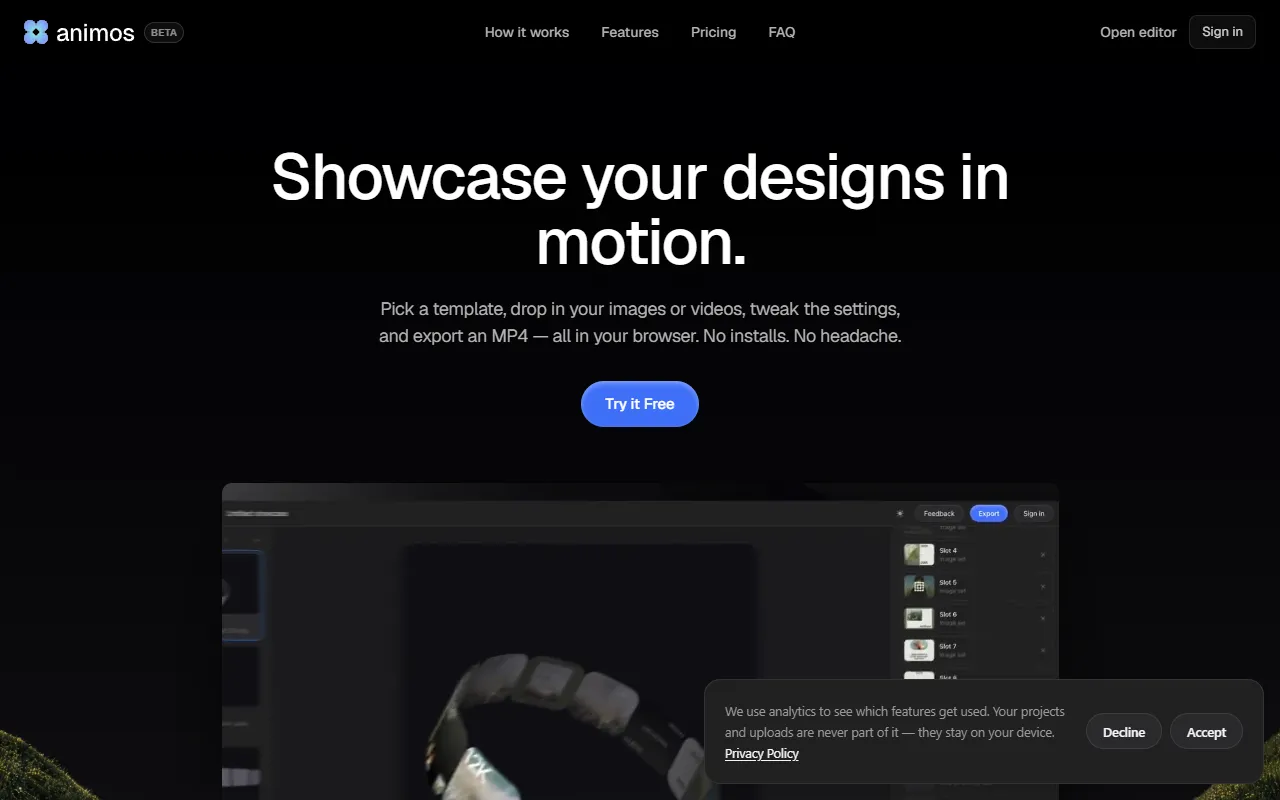 Animos App website screenshot