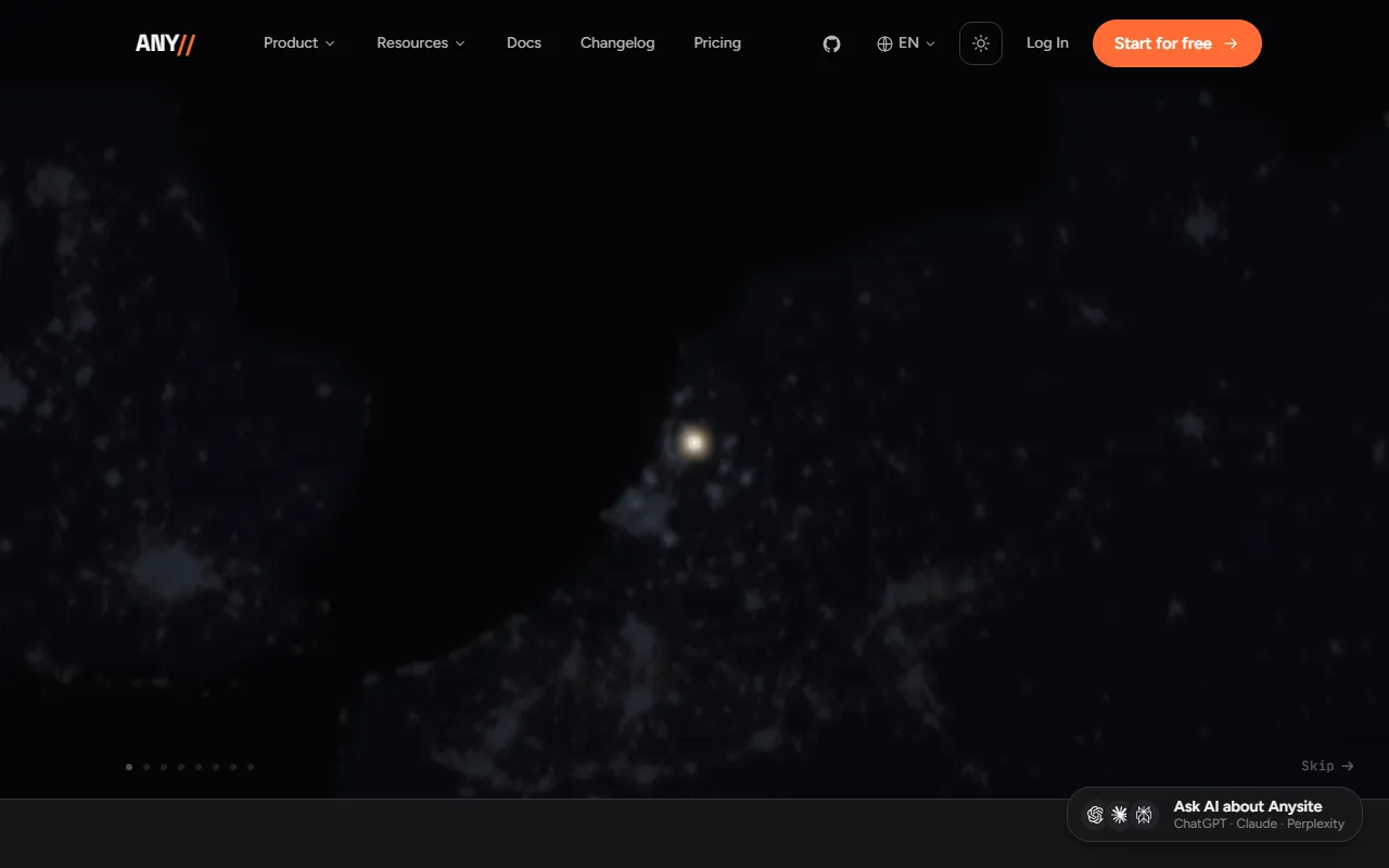 Anysite.io website screenshot