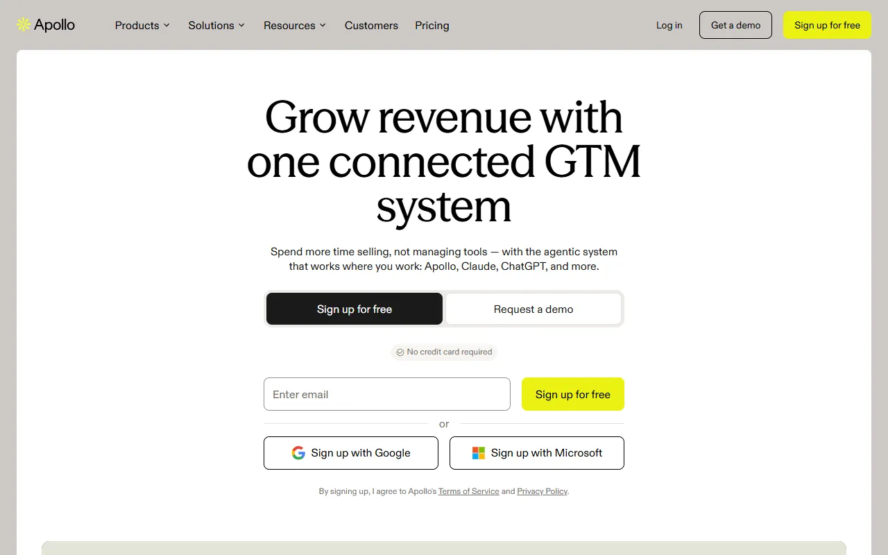 Apollo.io website screenshot