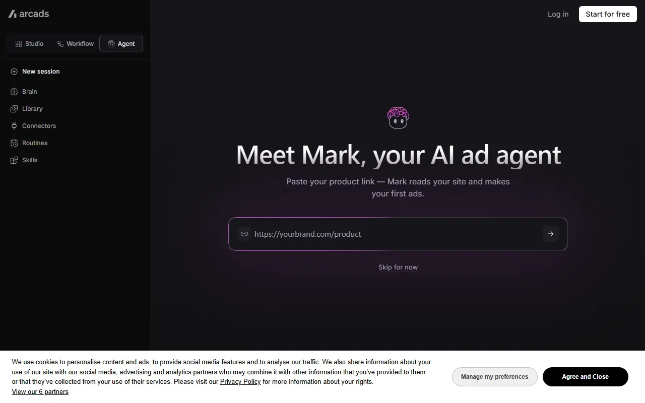 Arcads website screenshot