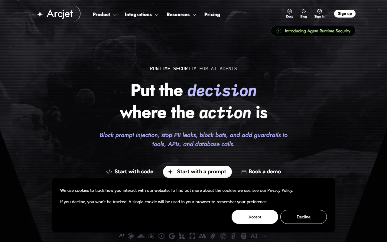 Arcjet website screenshot