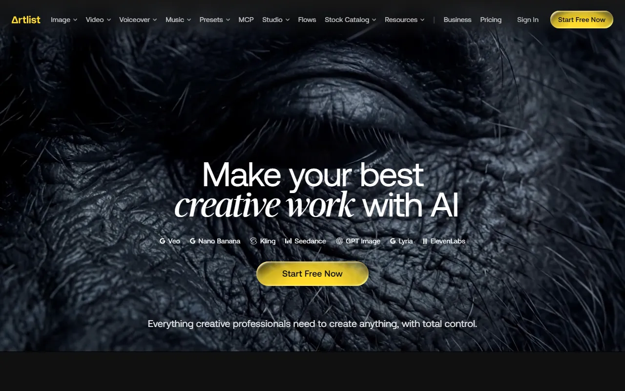 Artlist website screenshot