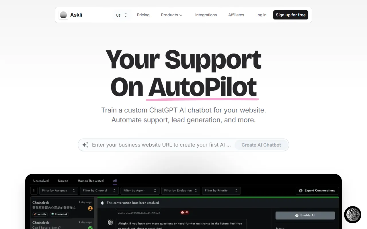AskLi website screenshot