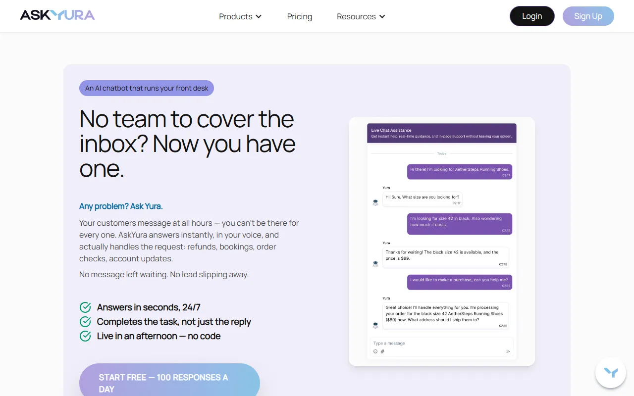AskYura website screenshot