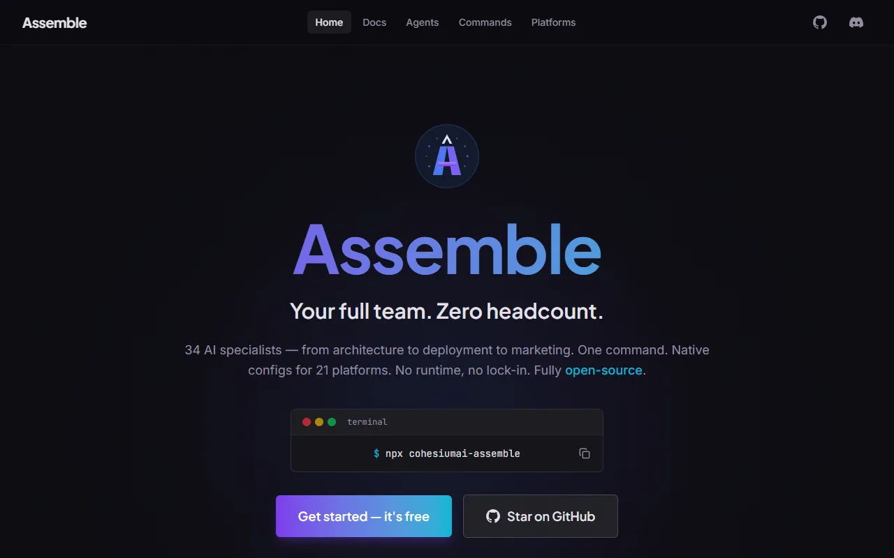 Assemble website screenshot