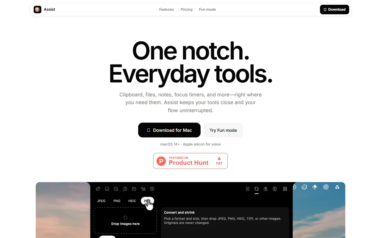 Assist website screenshot
