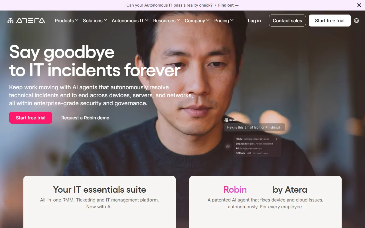 Atera IT Autopilot website screenshot