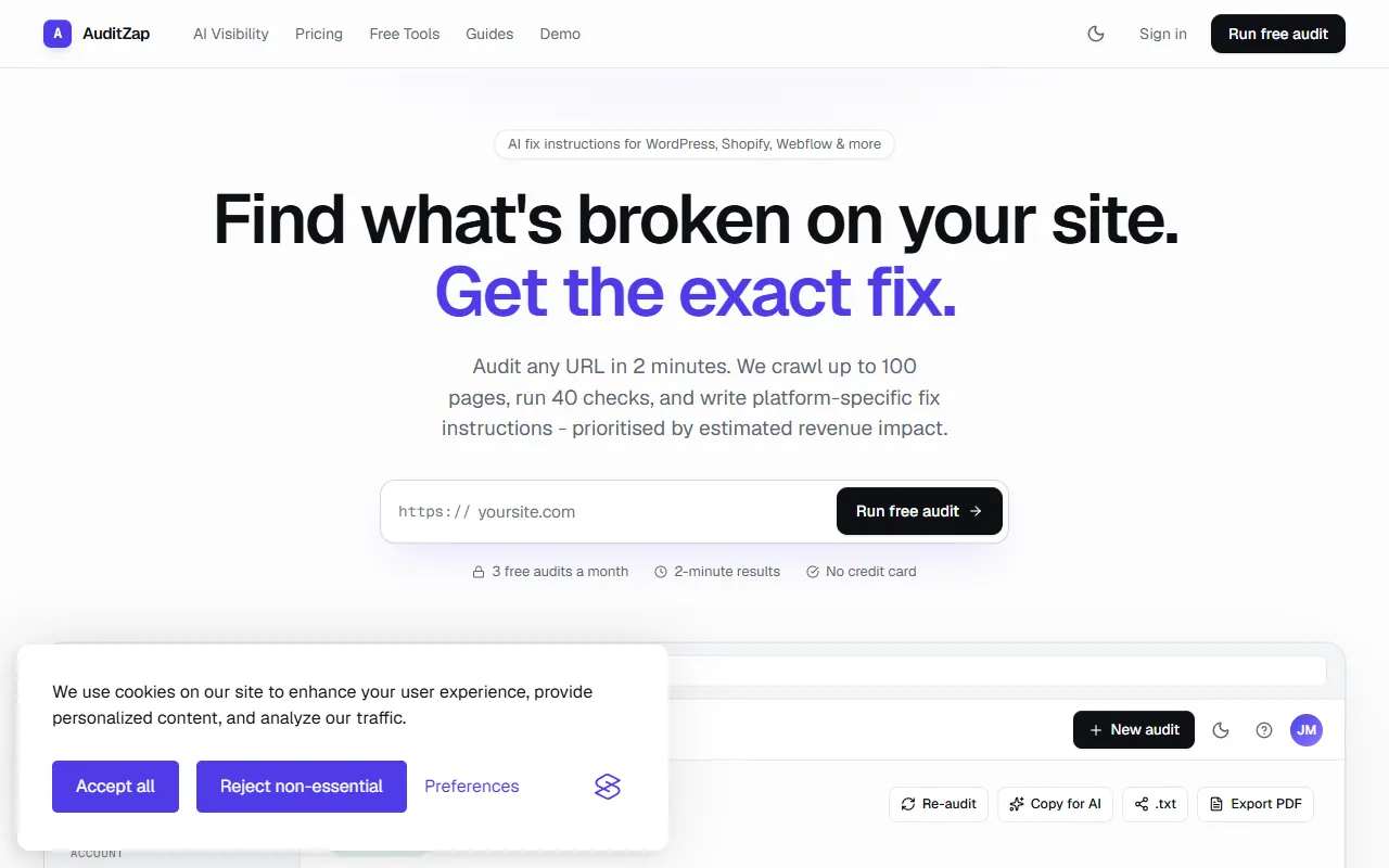 AuditZap website screenshot
