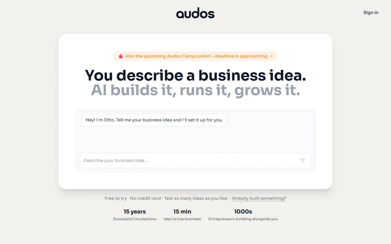 Audos.com website screenshot