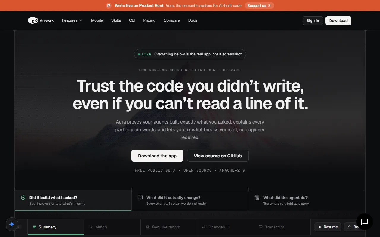 Aura : Agents + GIt + Loops OSS ADE website screenshot