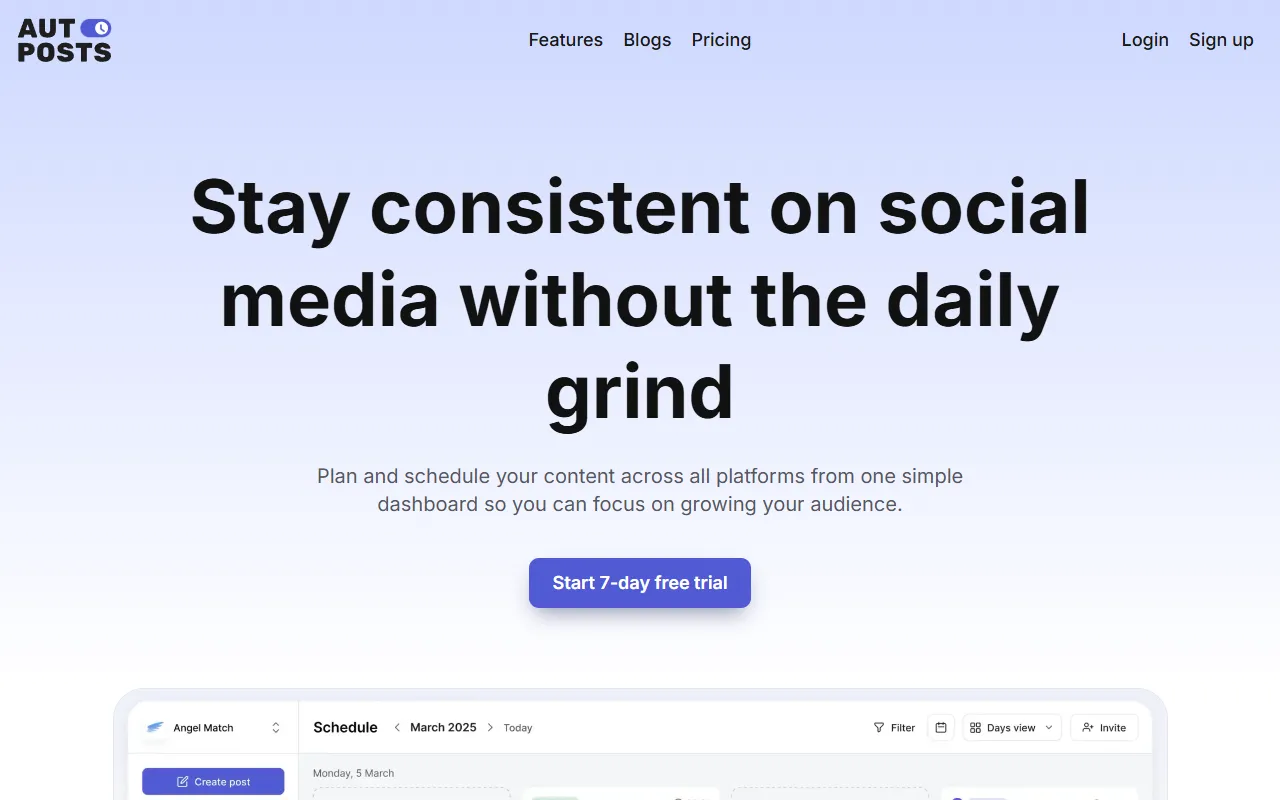 Auto Posts website screenshot