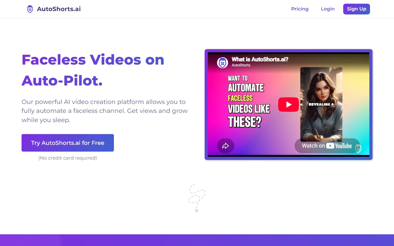 AutoShorts website screenshot