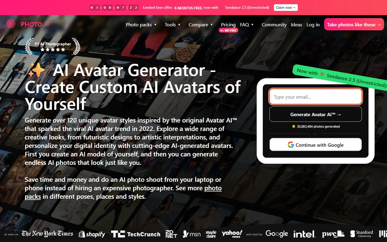 Avatar AI website screenshot