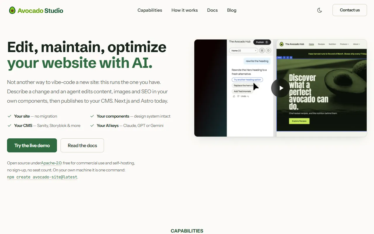 Avocado website screenshot