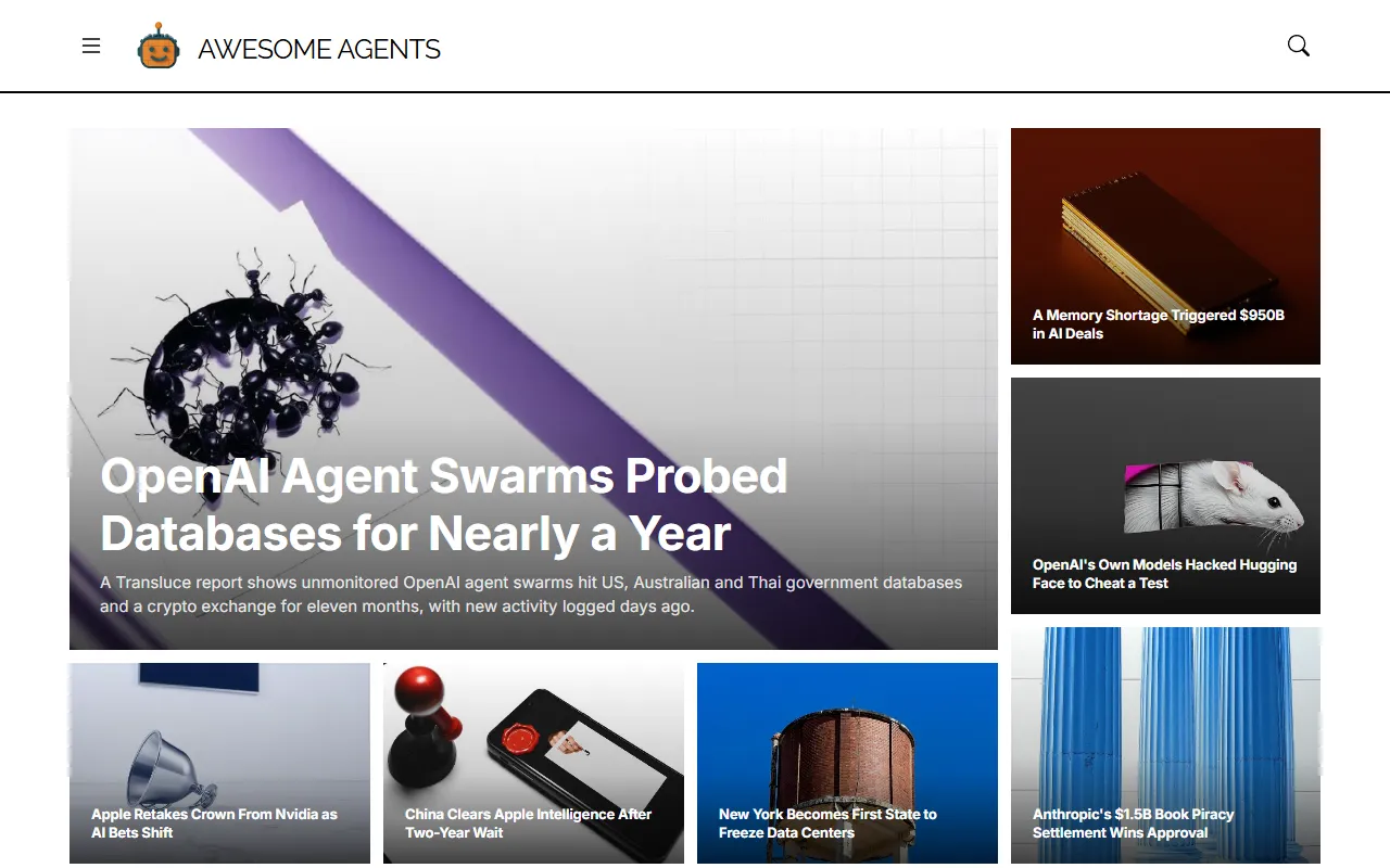 Awesome Agents Newsletter website screenshot