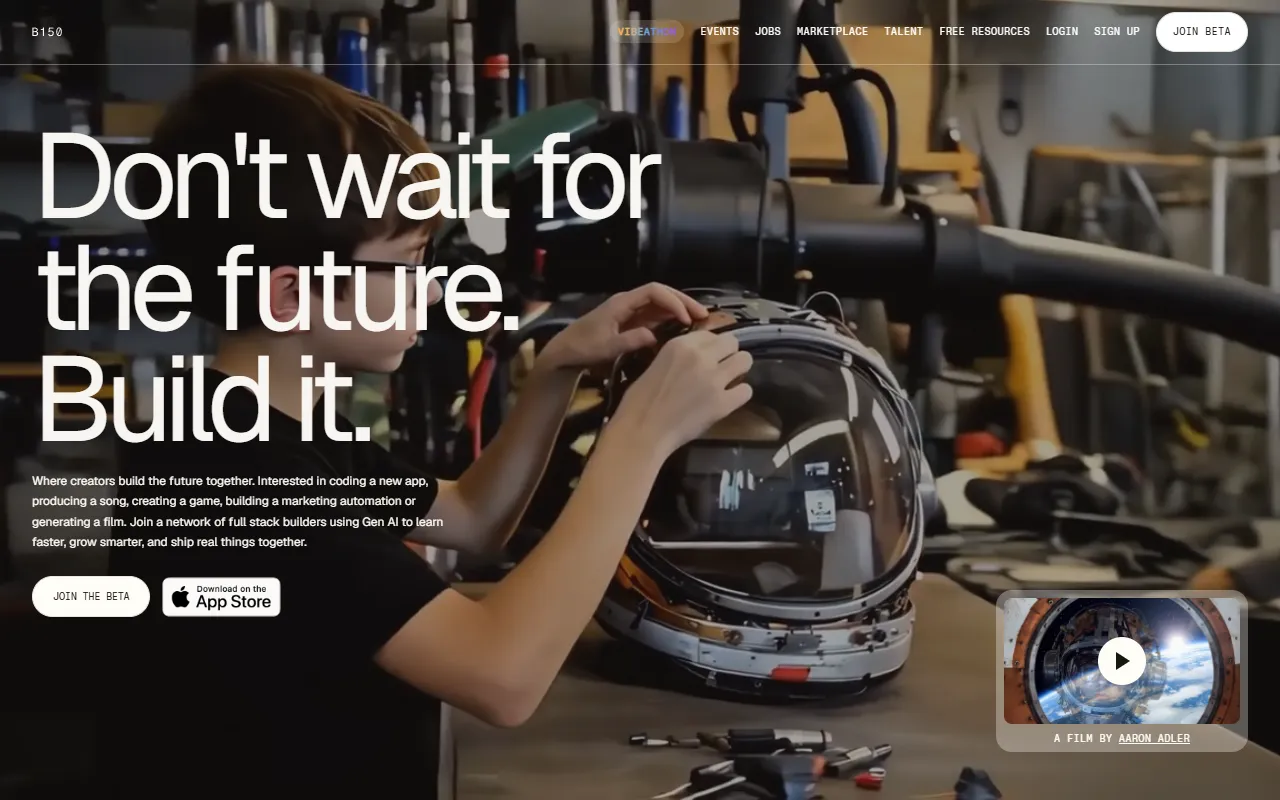 B150 website screenshot